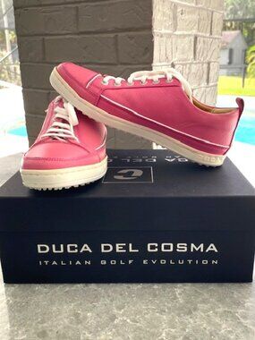 Duca Del Cosma Golf Shoes Women's Festiva Pink Leather Spikeless Sneakers 7.5